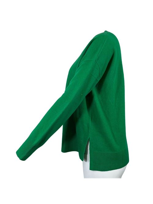 WOMEN'S CREW NECK SWEATER ASYMMETRICAL CUT GREEN ESSENTIEL STUDIO | LMD036VERDE